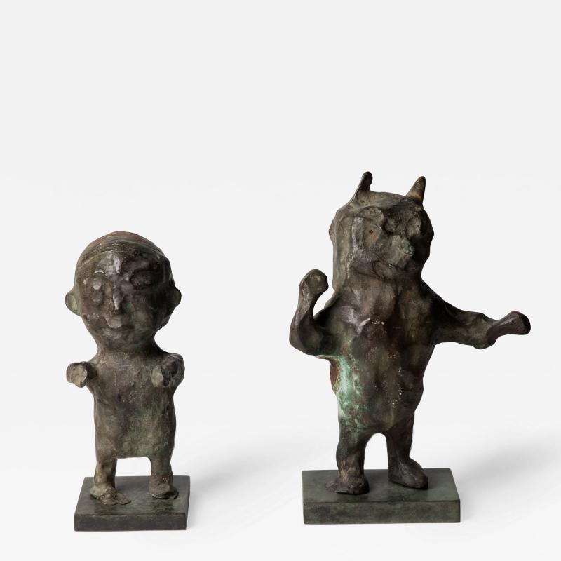 Miodrag Duric known as Dado Two imaginary figures in bronze attributed to M uri dit Dado France 1980 2000