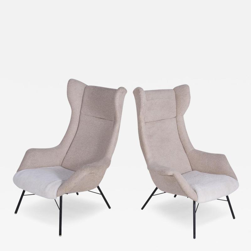 Miroslav Navratil Pair of Czech Wingback Armchairs by Miroslav Navr til