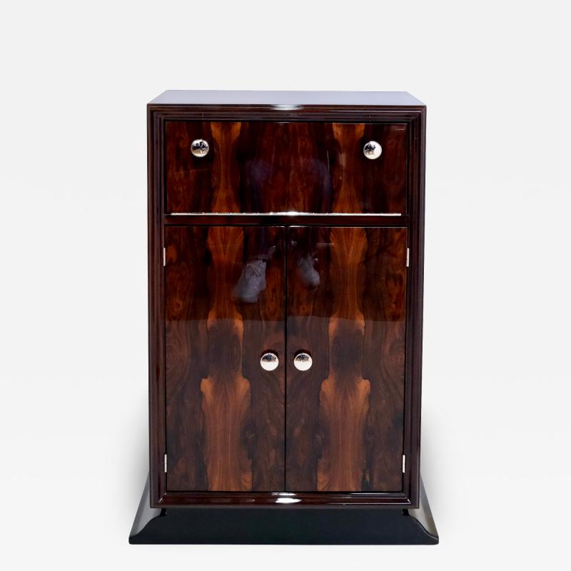 Mirrored French Art Deco Bar Furniture in Wood Veneer and High Gloss Lacquer