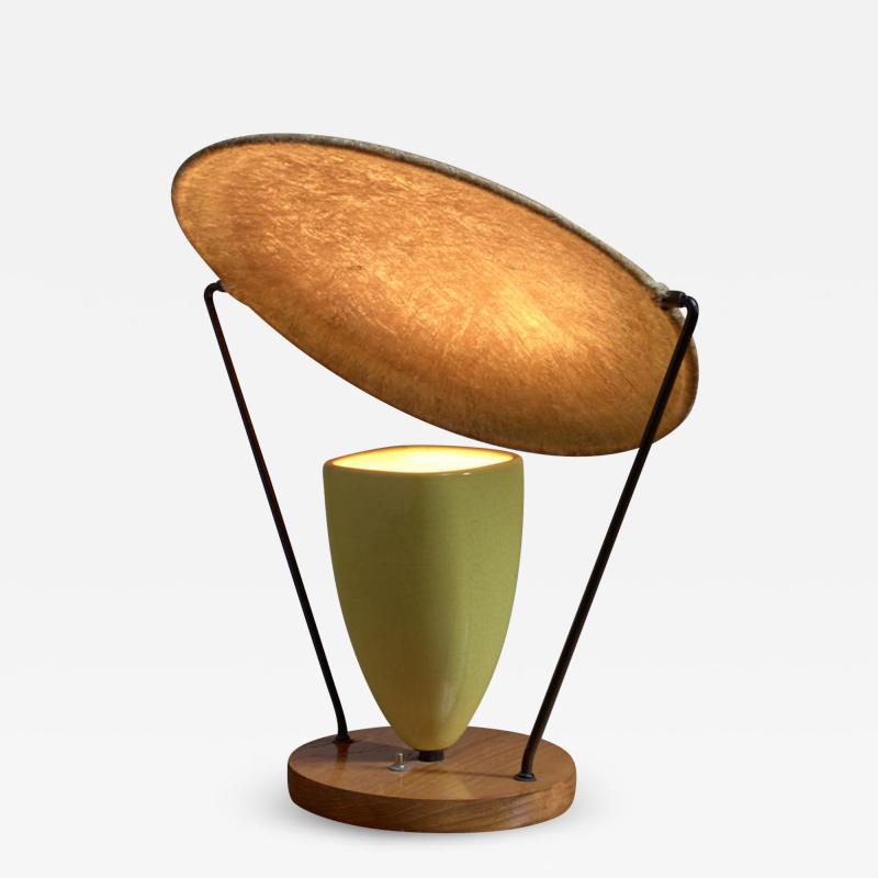 Mitchell Bobrick Mitchell Bobrick yellow ceramic table lamp with epoxy shade USA 1950s