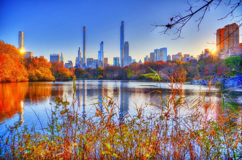 Mitchell Funk Billionaires Row from Central Park Reservoir with Magical Light