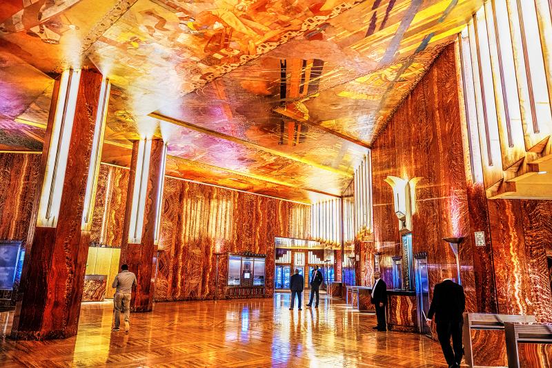 Mitchell Funk Chrysler Building Interior Art Deco in Glorious Golden Orange