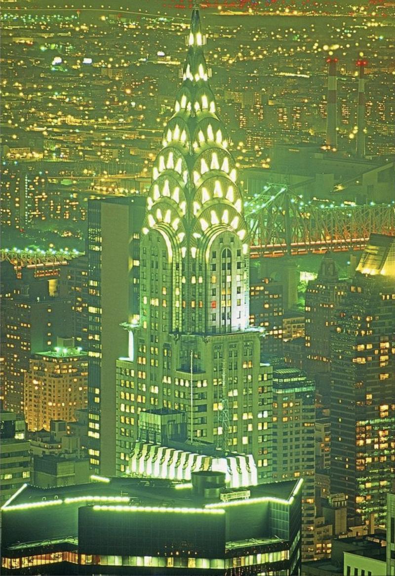 Mitchell Funk Chrysler Building at Night with New York Skyline Vista