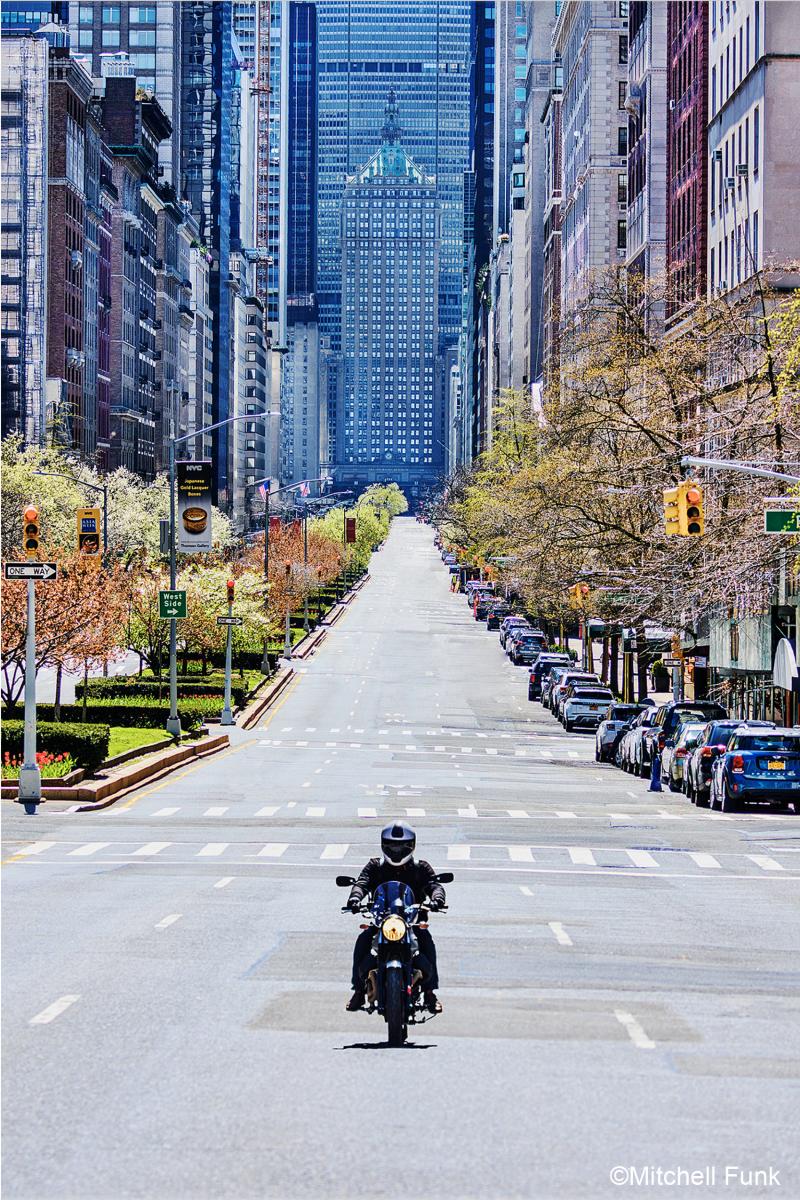 Mitchell Funk Lone Motorcycle on Empty Part Avenue 