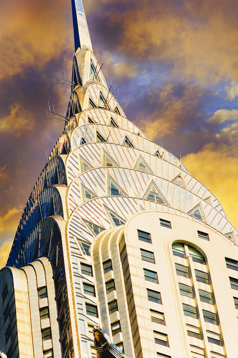 Mitchell Funk Majestic Spire of the Chrysler Building Rises into a Sepia