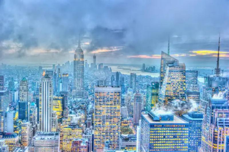 Mitchell Funk Midtown Manhattan at dusk