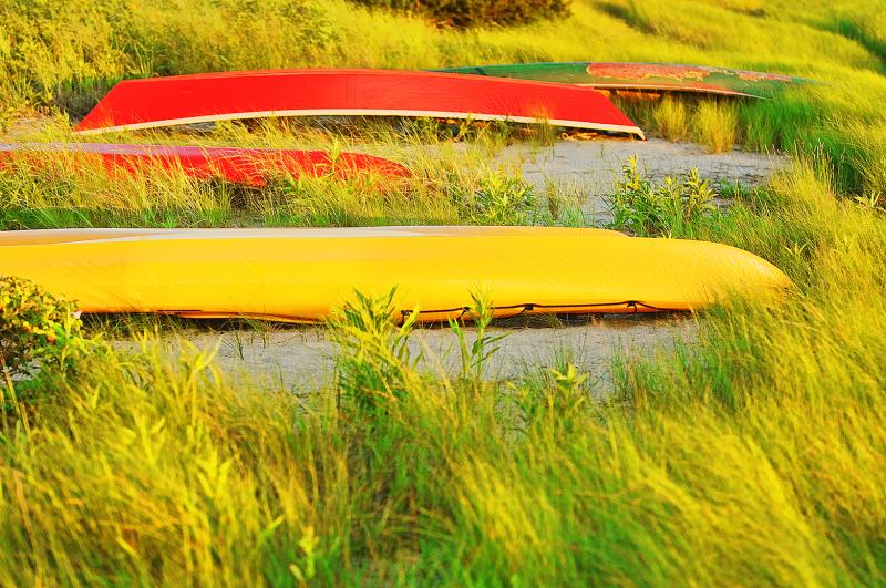 Mitchell Funk Red and Yellow Boats in East Hampton