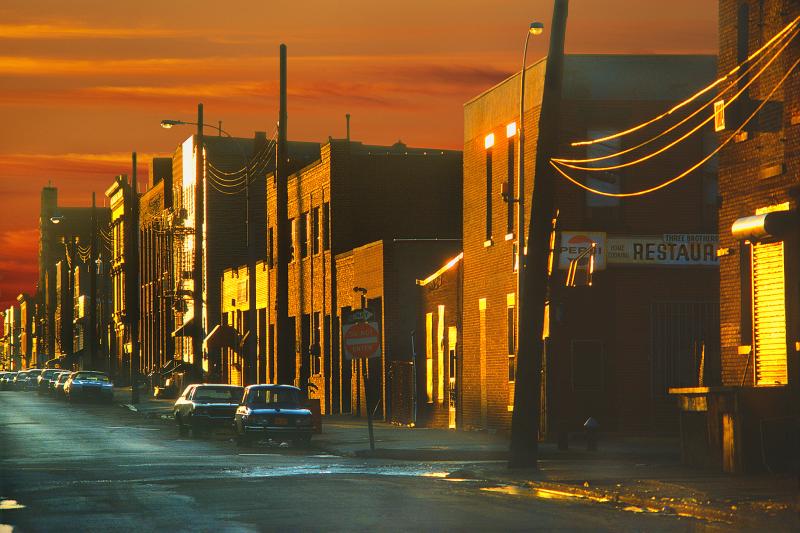 Mitchell Funk Street Art Literally Old Brooklyn Street with Dramatic Light