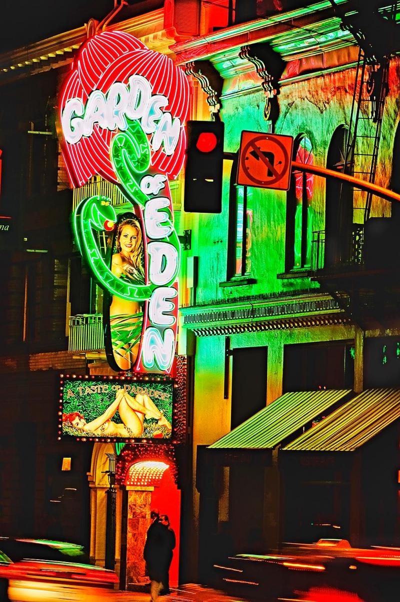 Mitchell Funk Strip Club Neon Sign on Skid Row San Francisco