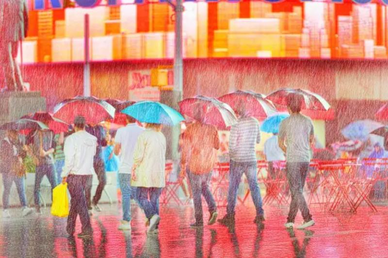 Mitchell Funk Times Square in the Rain