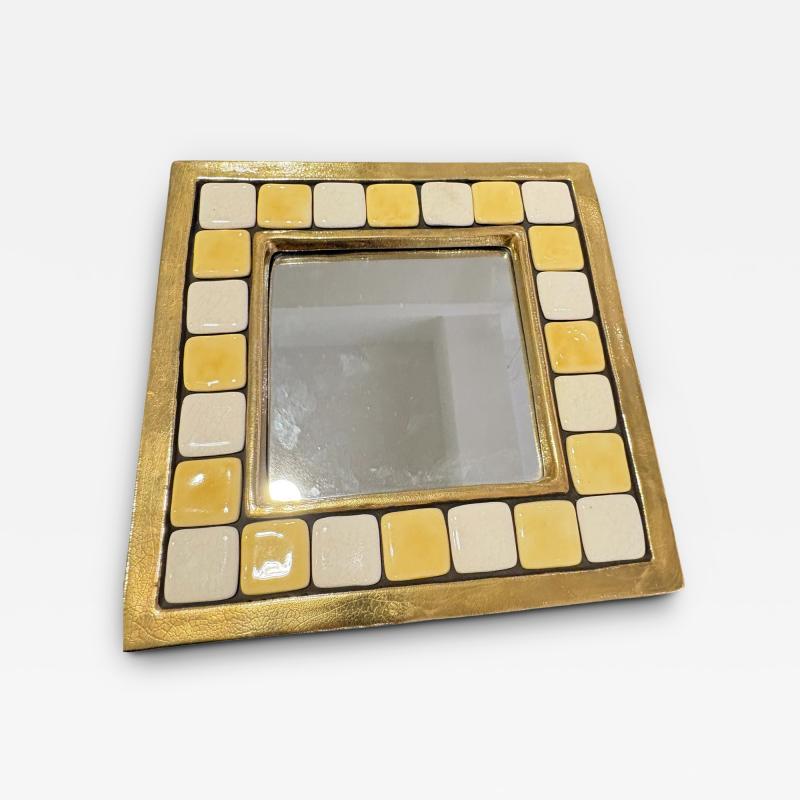 Mithe Espelt 1970s Studio pottery ceramic mirror by Mith Espelt