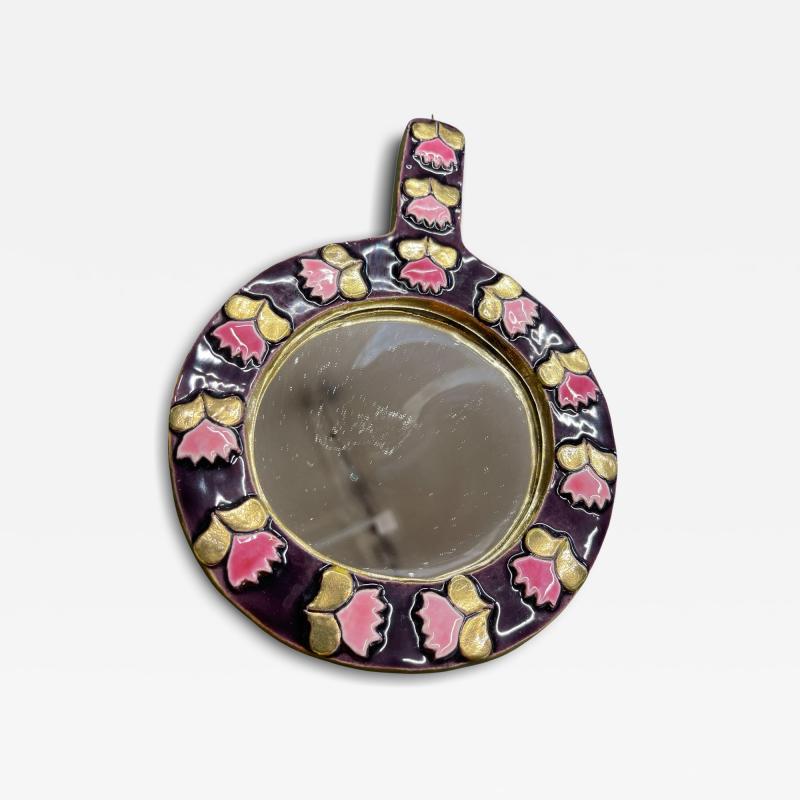 Mithe Espelt 1970s Studio pottery ceramic mirror by Mithe Espelt