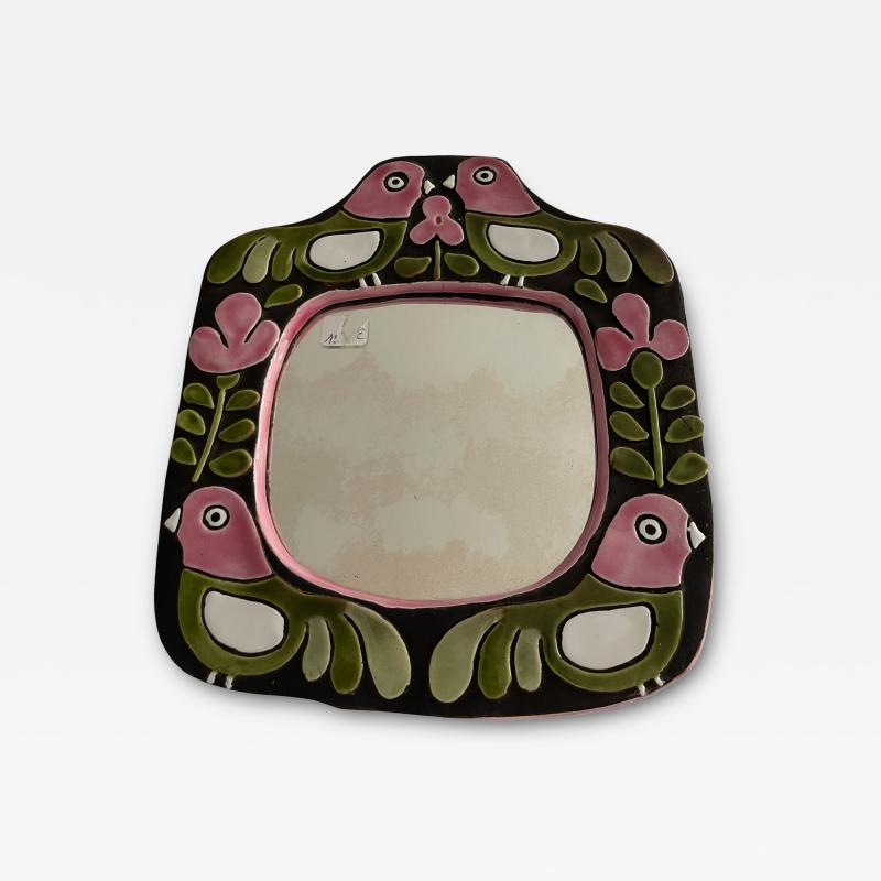 Mithe Espelt 1970s Studio pottery ceramic wall mirror by Mith Espelt