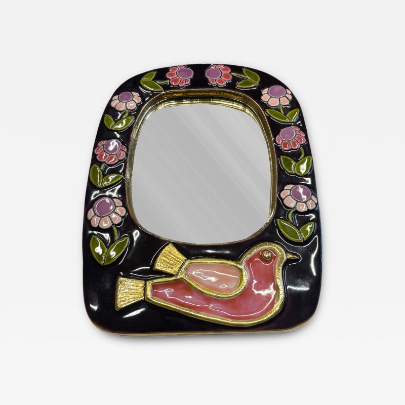 Mithe Espelt 1970s Studio pottery ceramic wall mirror by Mith Espelt