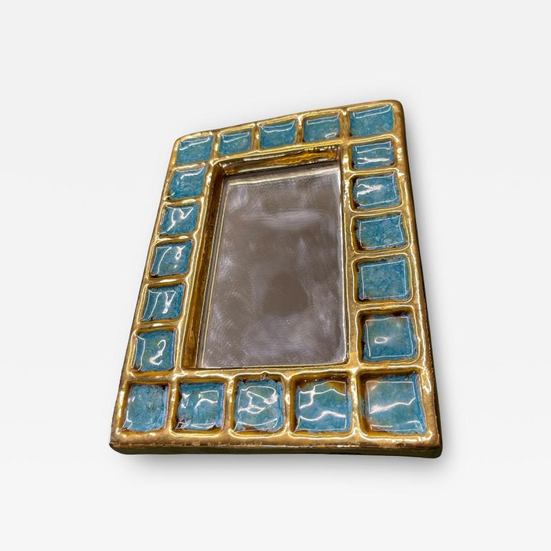 Mithe Espelt 1970s Studio pottery ceramic wall mirror by Mith Espelt