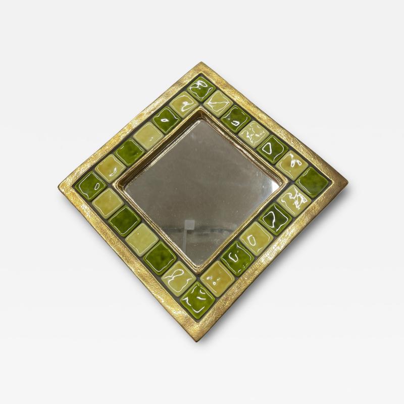 Mithe Espelt 1970s Studio pottery ceramic wall mirror by Mith Espelt