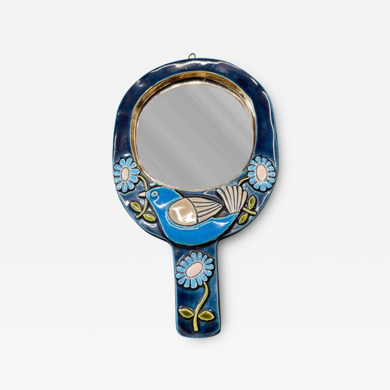 Mithe Espelt 1970s Studio pottery ceramic wall mirror by Mith Espelt