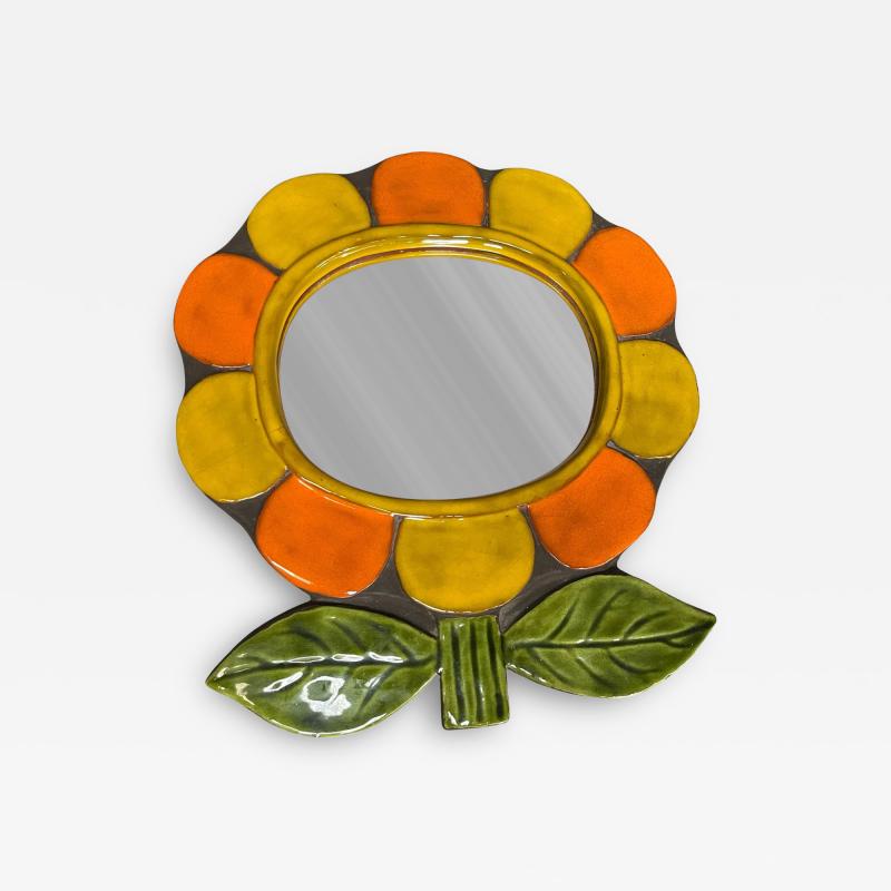 Mithe Espelt 1970s Studio pottery ceramic wall mirror by Mith Espet