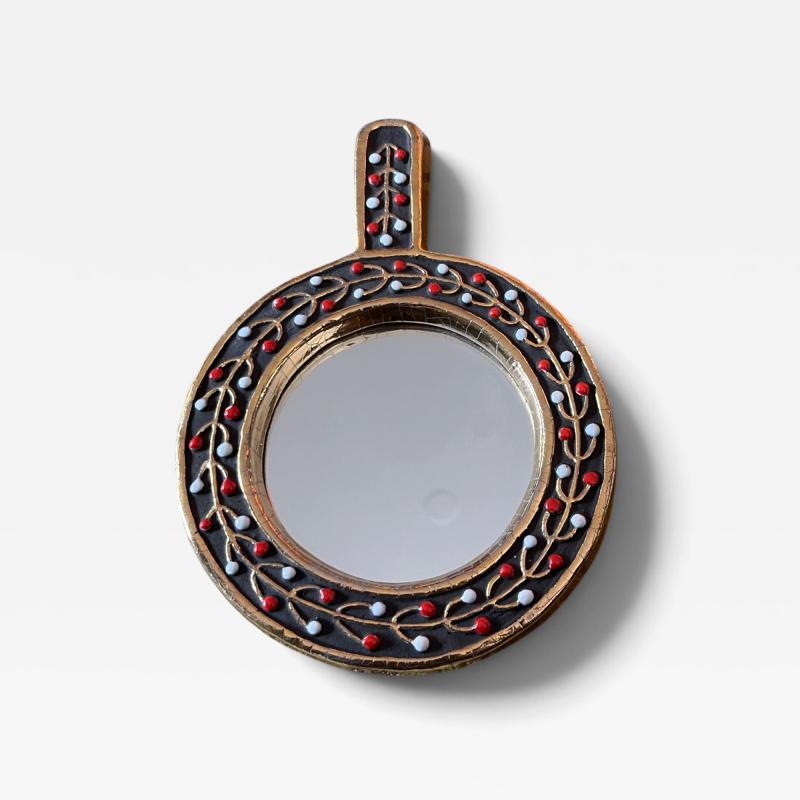 Mithe Espelt 1970s Studio pottery ceramic wall mirror by Mithe Espelt