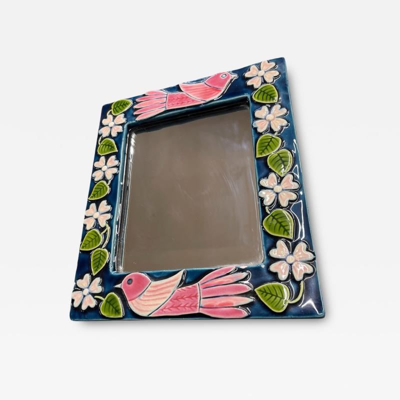 Mithe Espelt 1970s Studio pottery ceramiw wall mirror by Mith Espelt