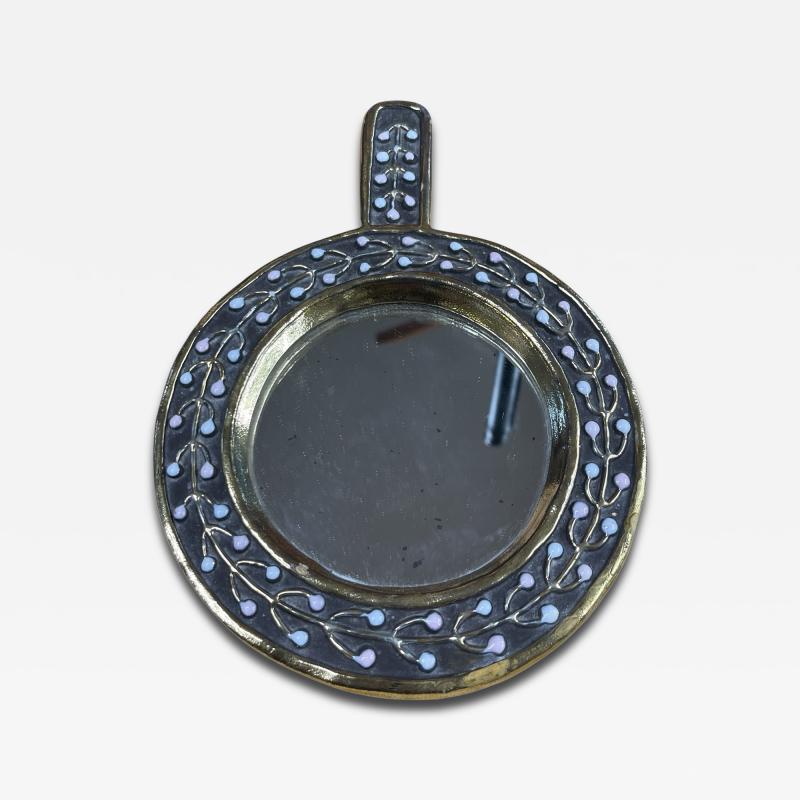 Mithe Espelt 1970s Studio pottery decorative ceramic wall mirror by Mith Espelt