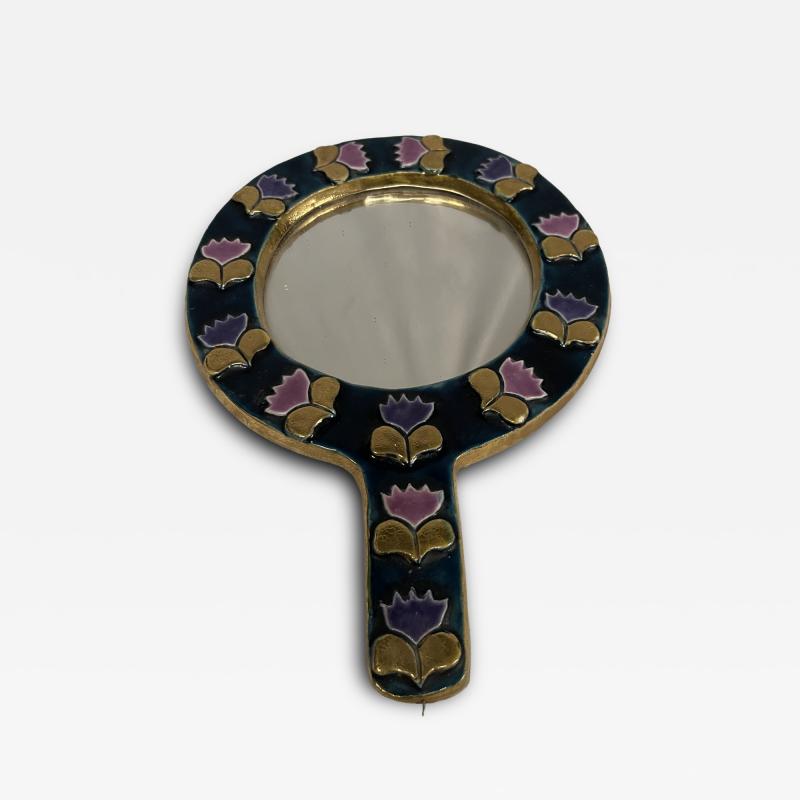 Mithe Espelt 1970s ceramic wall mirror by Mith Espelt