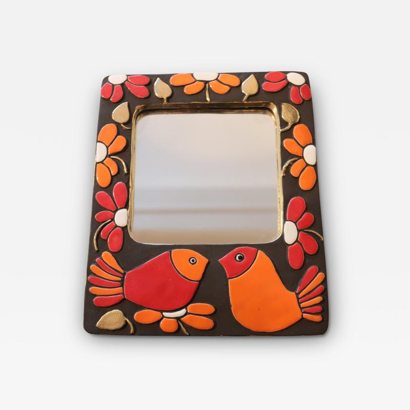 Mithe Espelt A Mithe Espelt Ceramic Bird Mirror circa 1965