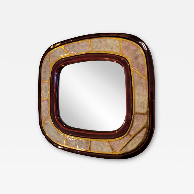 Mithe Espelt Ceramic Constructivist mirror by Mith Espelt France 1960s