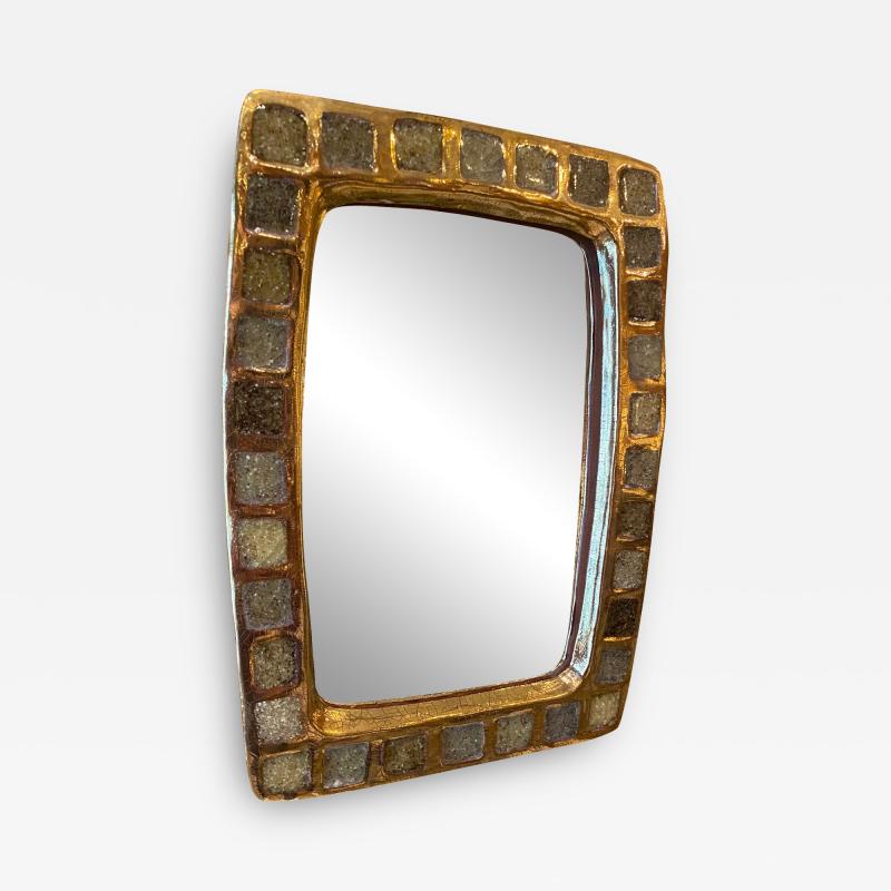 Mithe Espelt Ceramic Mirror by Mith Espelt France 1950s