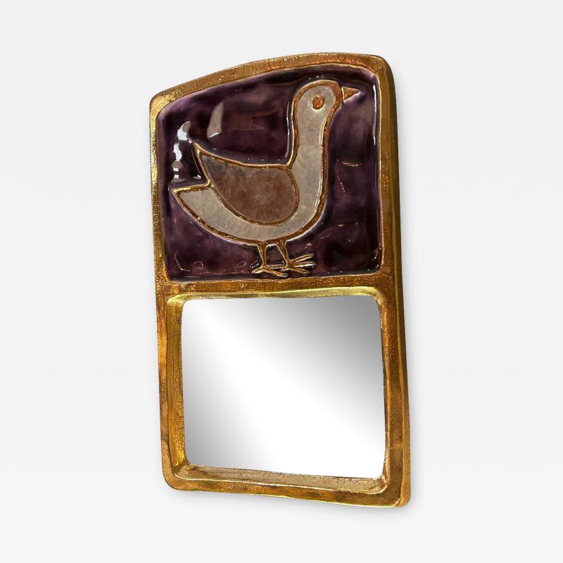 Mithe Espelt Ceramic Mirror by Mith Espelt France 1970s