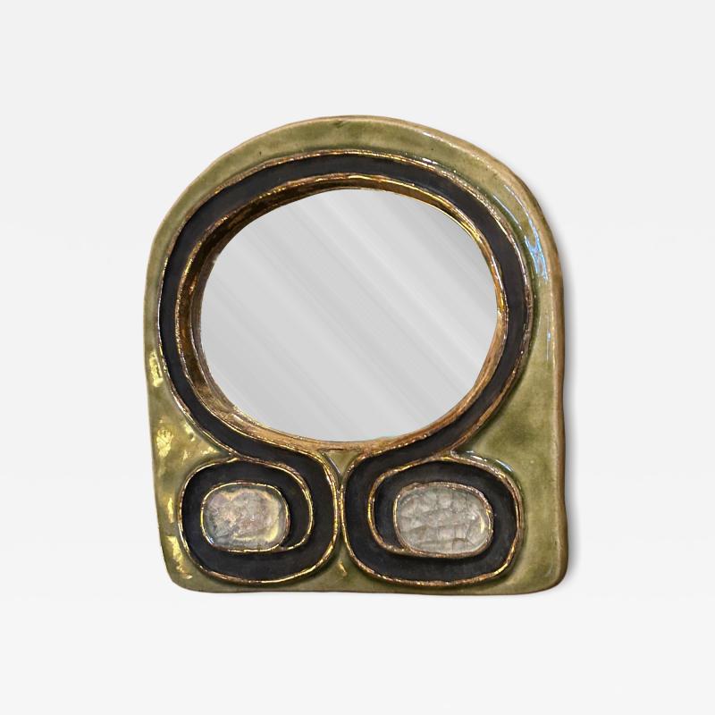 Mithe Espelt Ceramic mirror Omega by Mith Espelt France 1960s