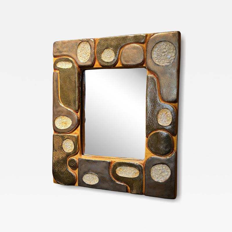 Mithe Espelt Ceramic mirror Ouvea by Mith Espelt France 1960s