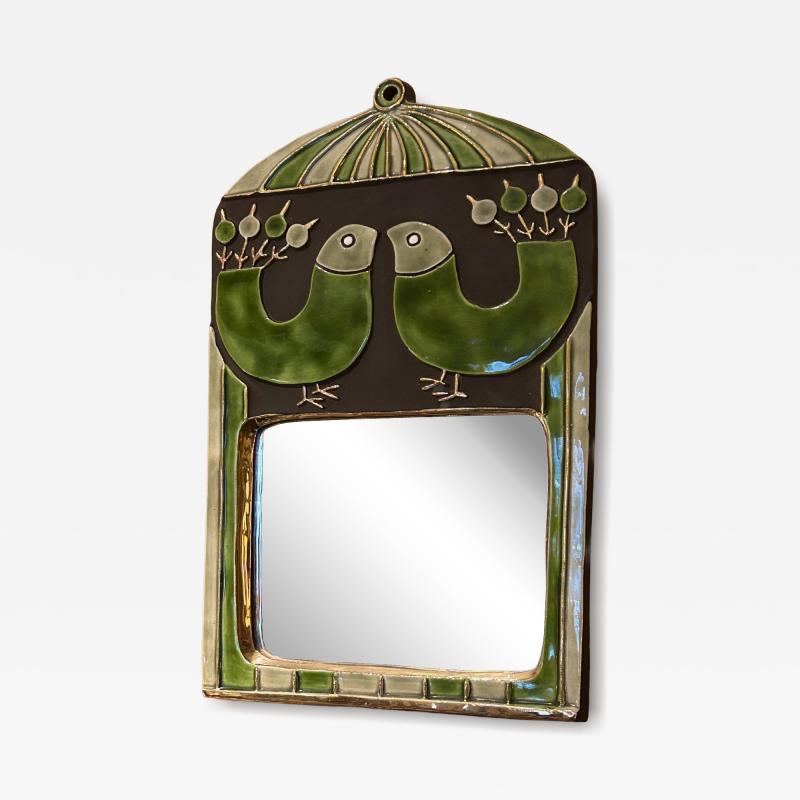 Mithe Espelt Ceramic mirror by Mith Espelt France 1960s