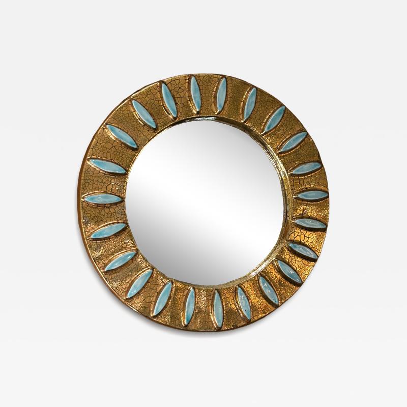 Mithe Espelt Ceramic mirror by Mith Espelt France 1960s