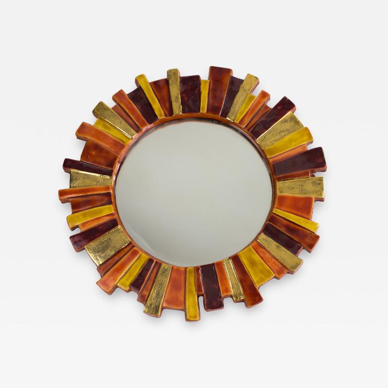 Mithe Espelt Mith ESPELT 1960s Gilded Ceramic Mirror not Lembo 