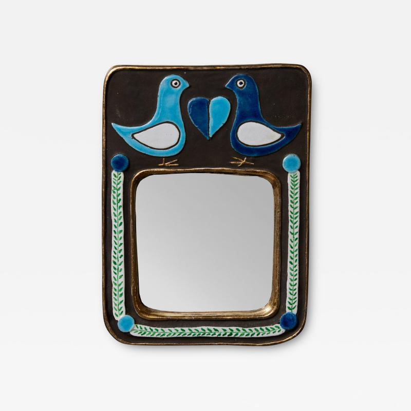 Mithe Espelt Mithe Espelt Blue Mirror with Birds Decors