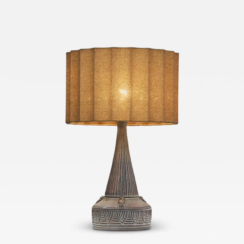 Model Inka Glazed Table Lamp with Relief Patterns Denmark 1970s
