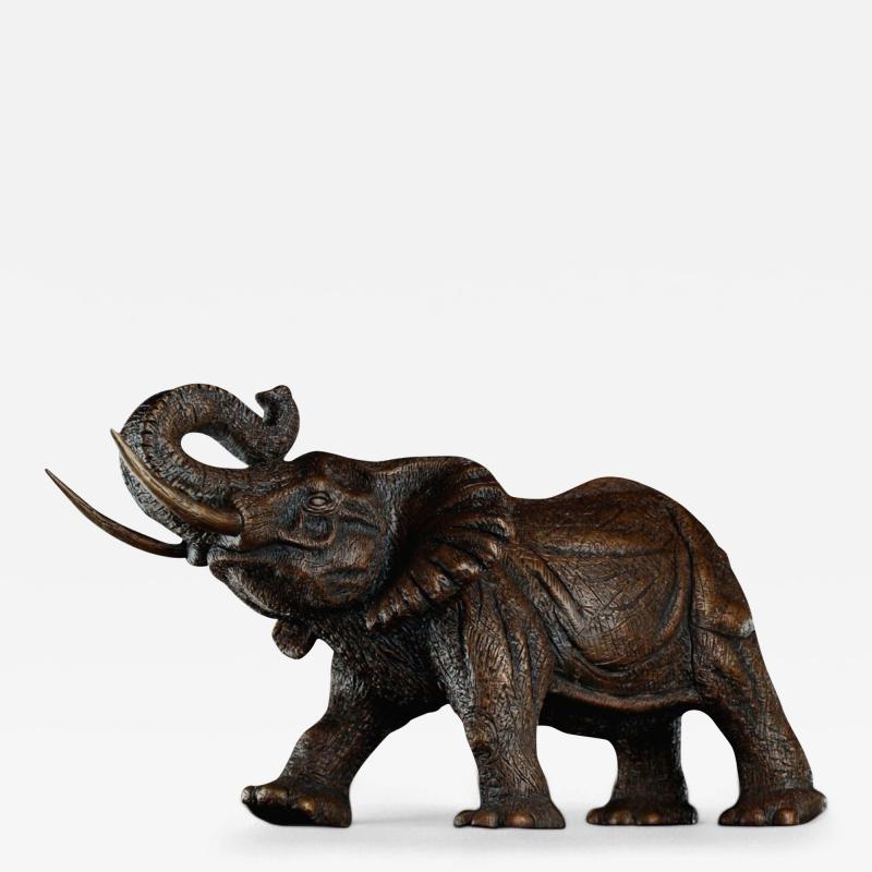 Modern African Elephant Sculpture Hot Cast Bronze American 21st C 