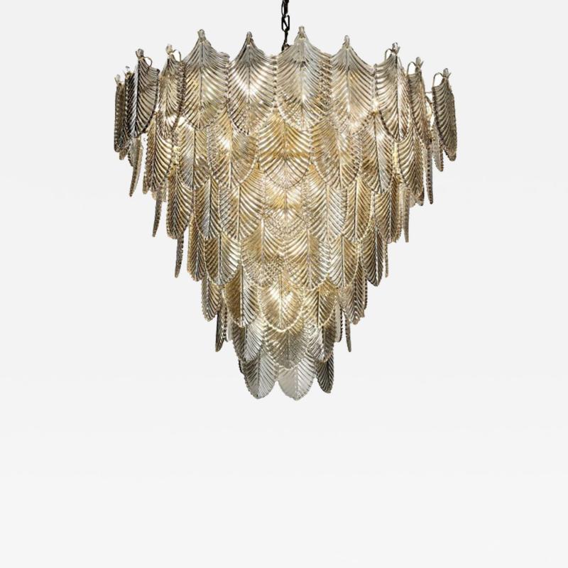 Modern Art Deco Style Chandelier Pendant Brass and Smoked Glass by Eicholtz