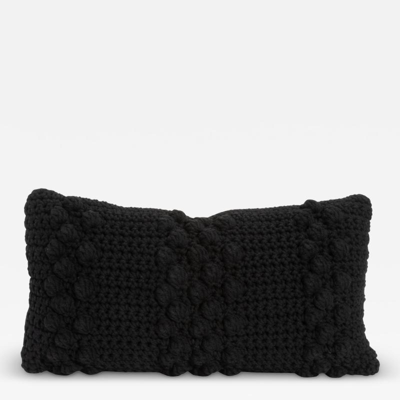 Modern Black Macrame Decorative Kidney Pillow