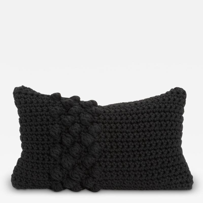 Modern Black Macrame Decorative Kidney Pillow