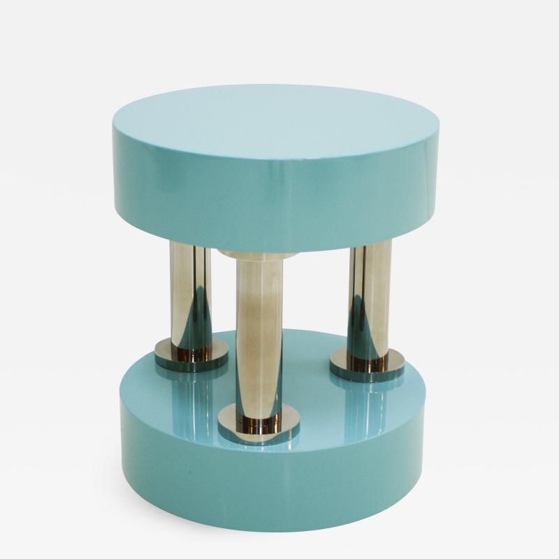 Modern Blue Lacquered and Steel German Coffee Table In the Style Of Memphis