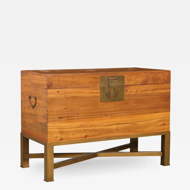 Modern Chinese Blanket Chest Trunk on Stand