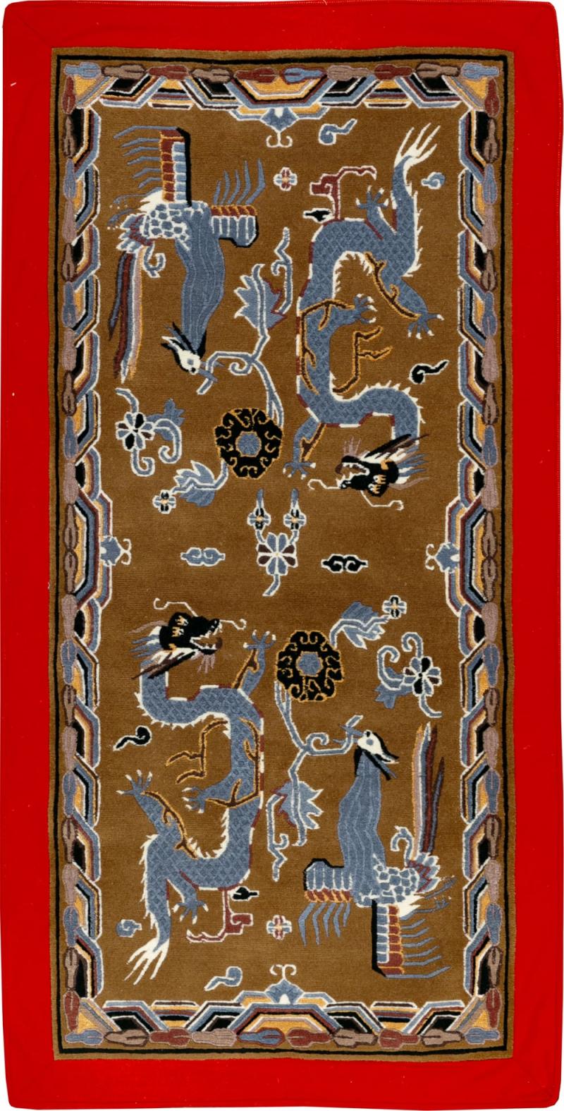Modern Chinese Dragon Art Deco Pictorial Rug