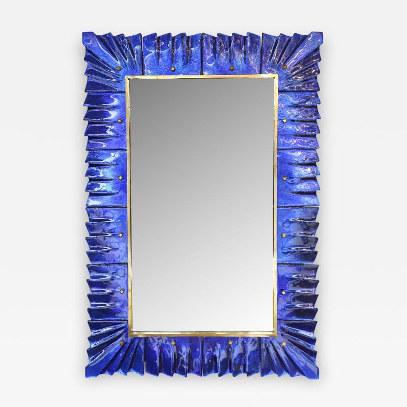 Modern Cobalt Blue Murano Glass Mirror