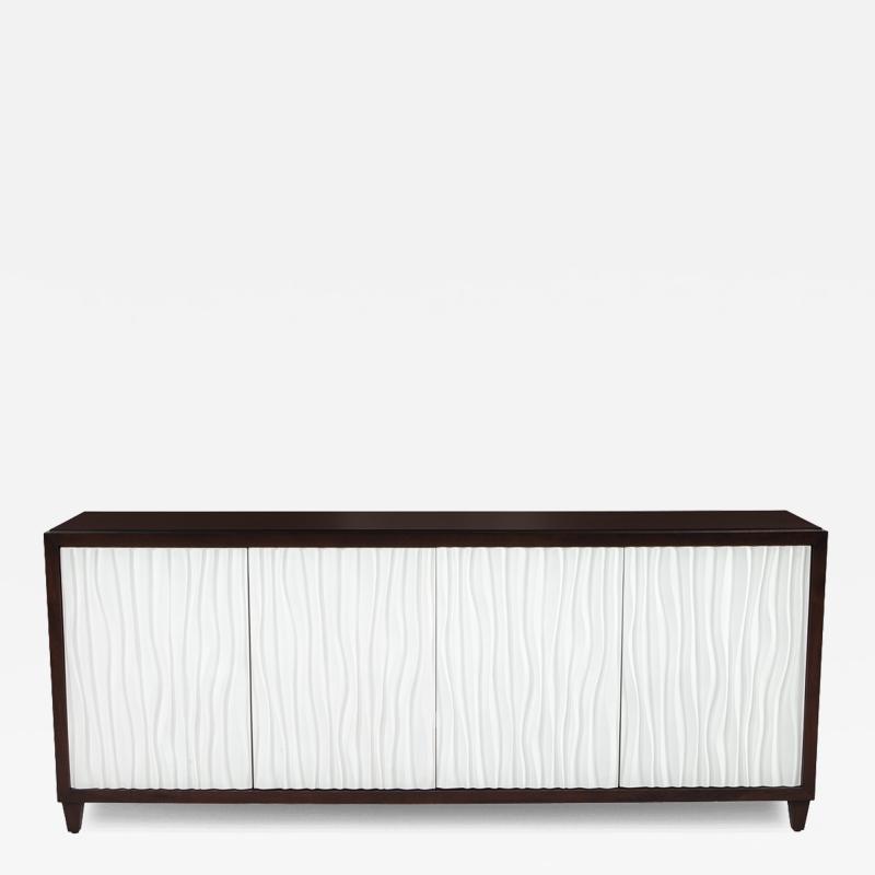 Modern Credenza Cabinet with Textured Wave Front