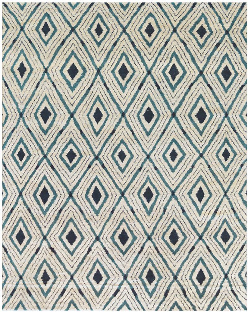 Modern Diamond Pattern Handwoven Wool Rug