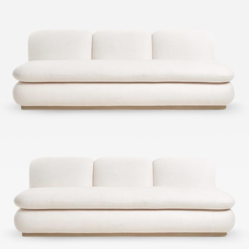 Modern Drama White Boucle Pouf Sofa