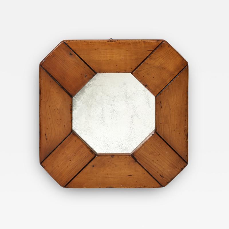 Modern Elm Mirror with Patinated Glass France