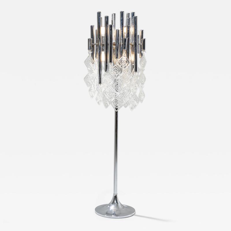 Modern Floor Lamp with Glass Drops 20th Century